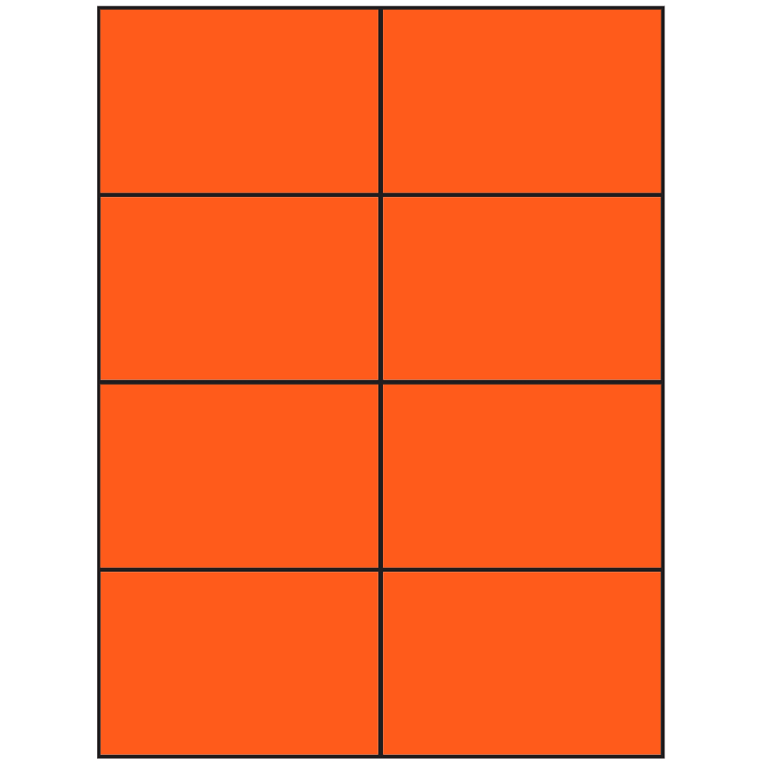 4.25" x 2.75" Fluorescent Red Rectangular Sheet Labels
