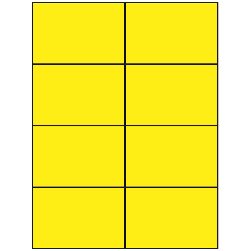 4.25" x 2.75" Fluorescent Yellow Rectangular Sheet Labels
