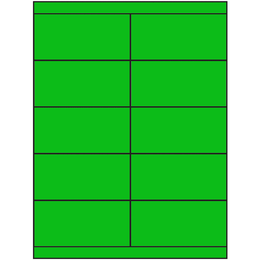 4.25" x 2" Fluorescent Green Rectangular Sheet Labels