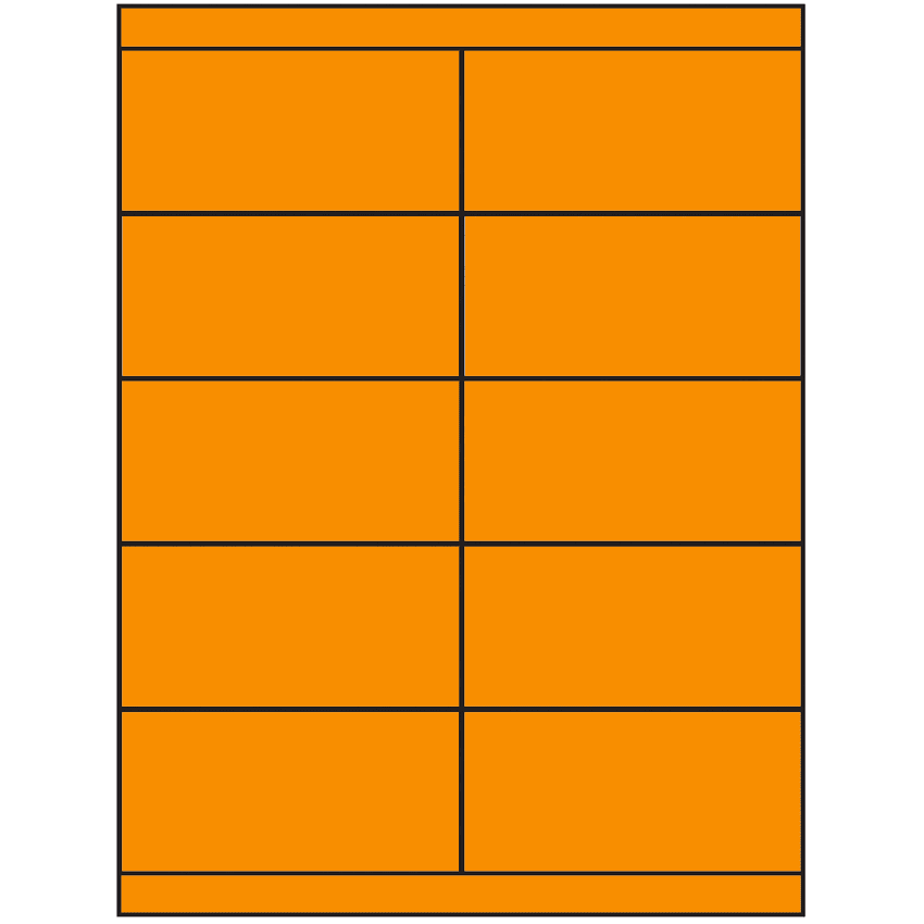 4.25" x 2" Fluorescent Orange Rectangular Sheet Labels