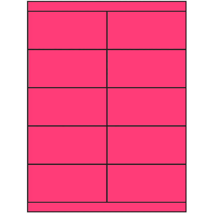 4.25" x 2" Fluorescent Pink Rectangular Sheet Labels