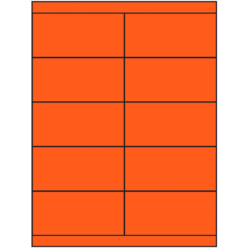 4.25" x 2" Fluorescent Red Rectangular Sheet Labels