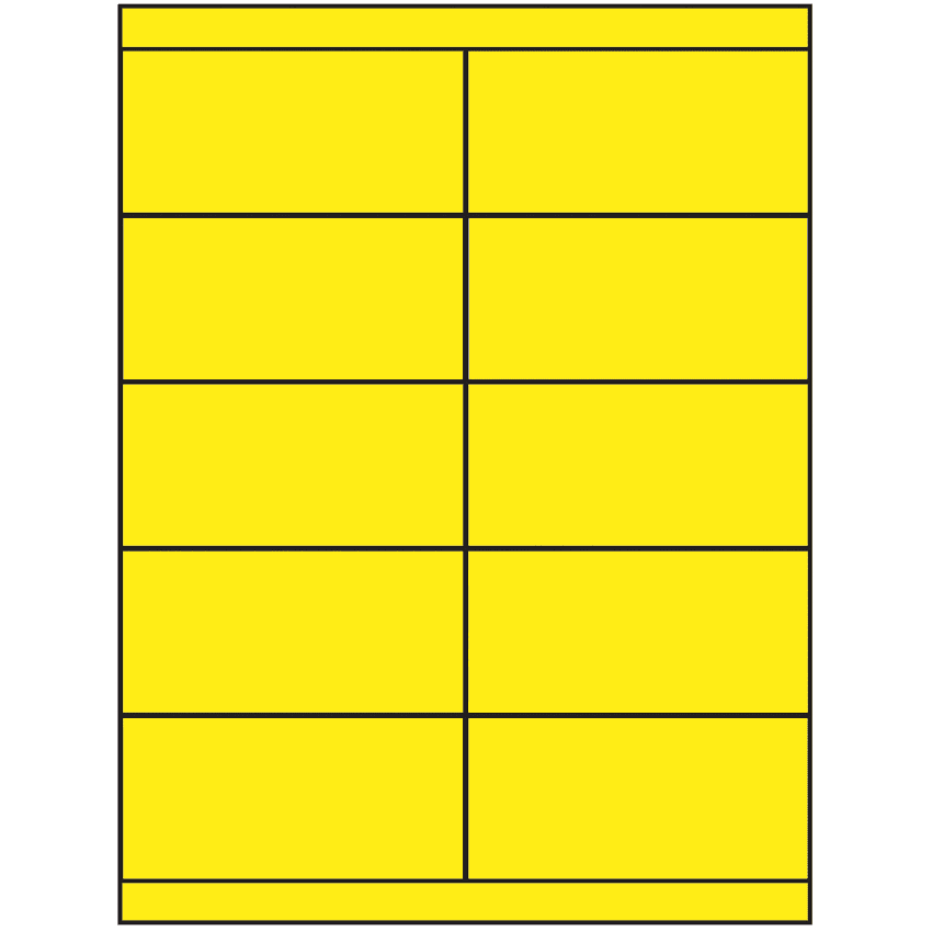 4.25" x 2" Fluorescent Yellow Rectangular Sheet Labels