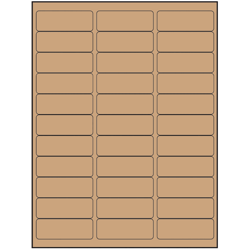 2.625" x 0.875" Brown Kraft Rectangular Sheet Labels