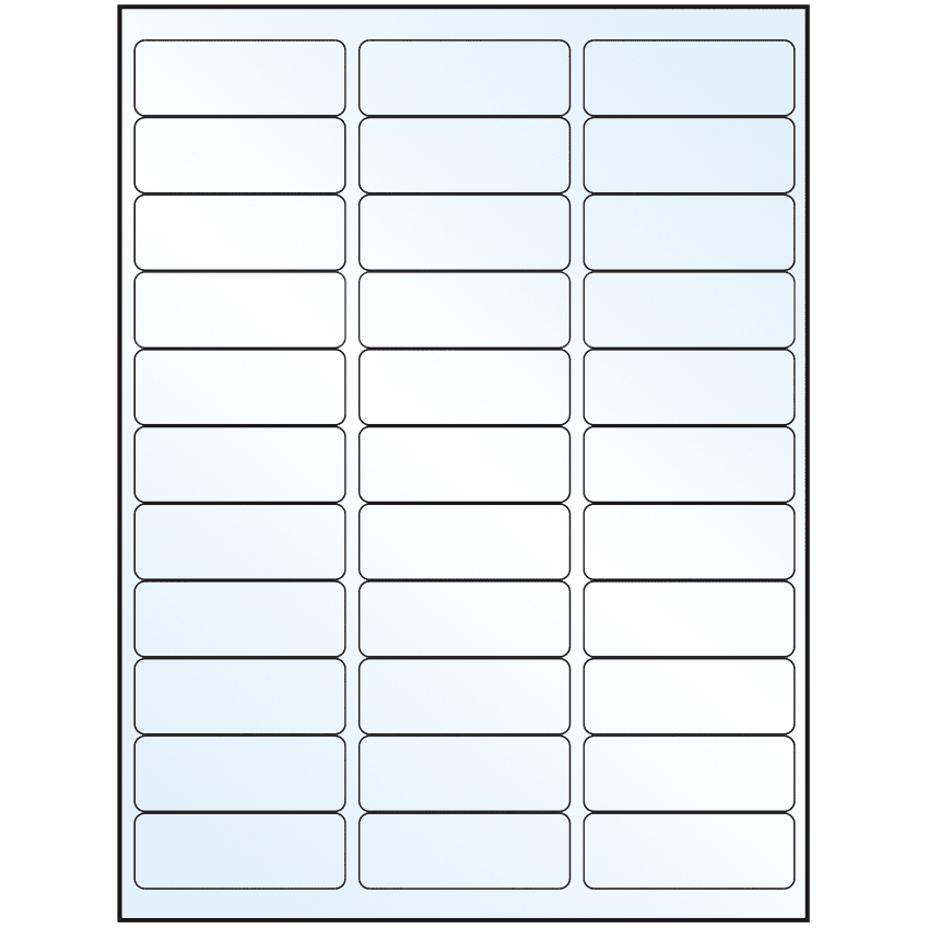 2.625" x 0.875" Crystal Clear Rectangular Sheet Labels
