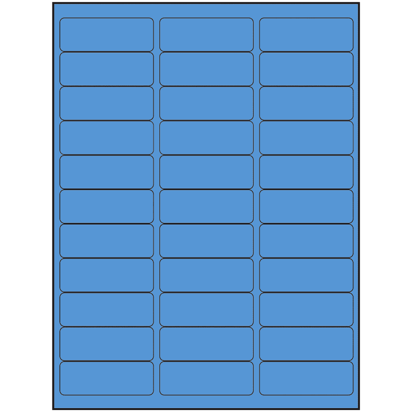 2.625" x 0.875" Fluorescent Blue Rectangular Sheet Labels