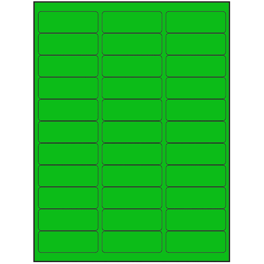 2.625" x 0.875" Fluorescent Green Rectangular Sheet Labels