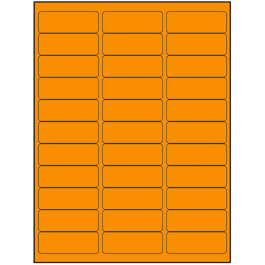 2.625" x 0.875" Fluorescent Orange Rectangular Sheet Labels