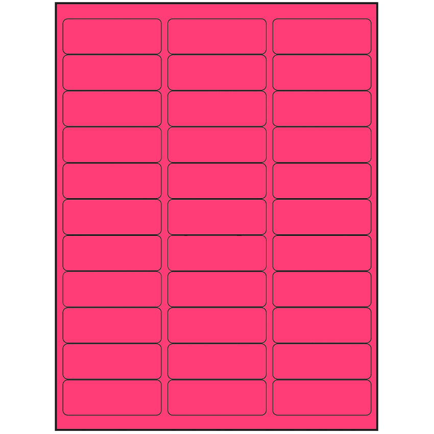 2.625" x 0.875" Fluorescent Pink Rectangular Sheet Labels