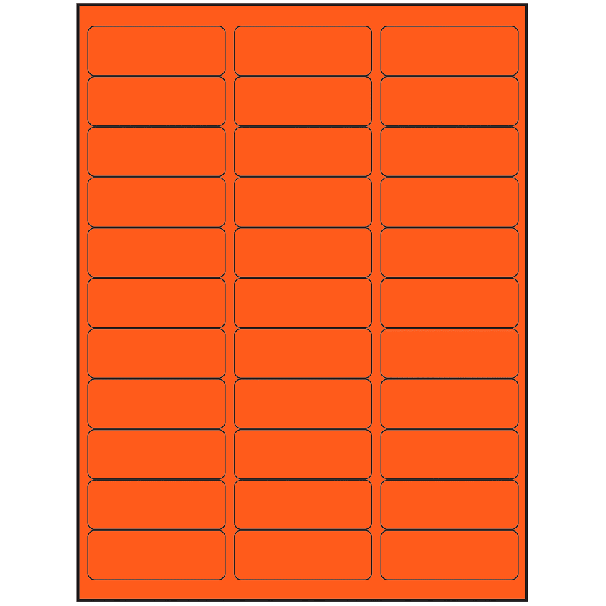 2.625" x 0.875" Fluorescent Red Rectangular Sheet Labels