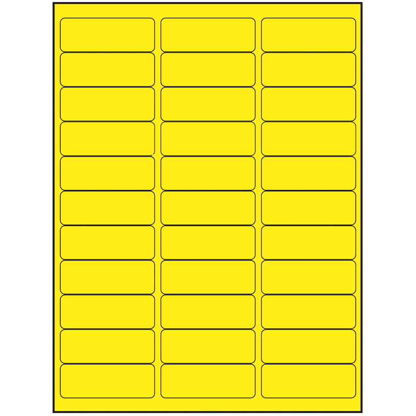 2.625" x 0.875" Fluorescent Yellow Rectangular Sheet Labels