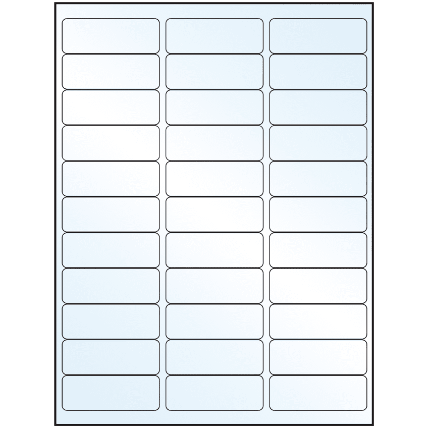 2.625" x 0.875" White Mid Gloss Rectangular Sheet Labels