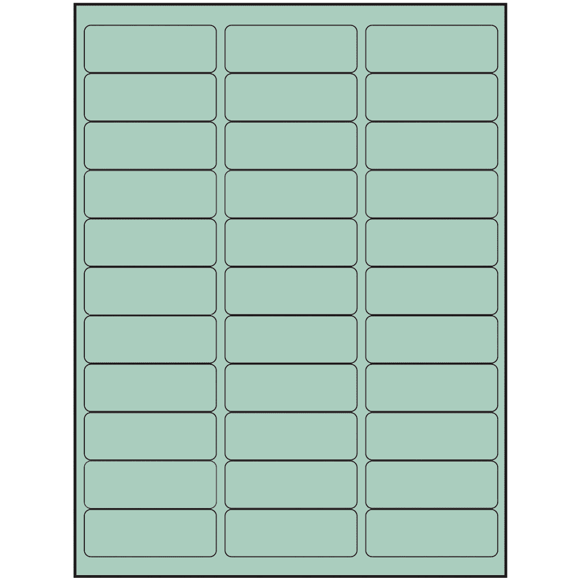 2.625" x 0.875" Pastel Green Rectangular Sheet Labels