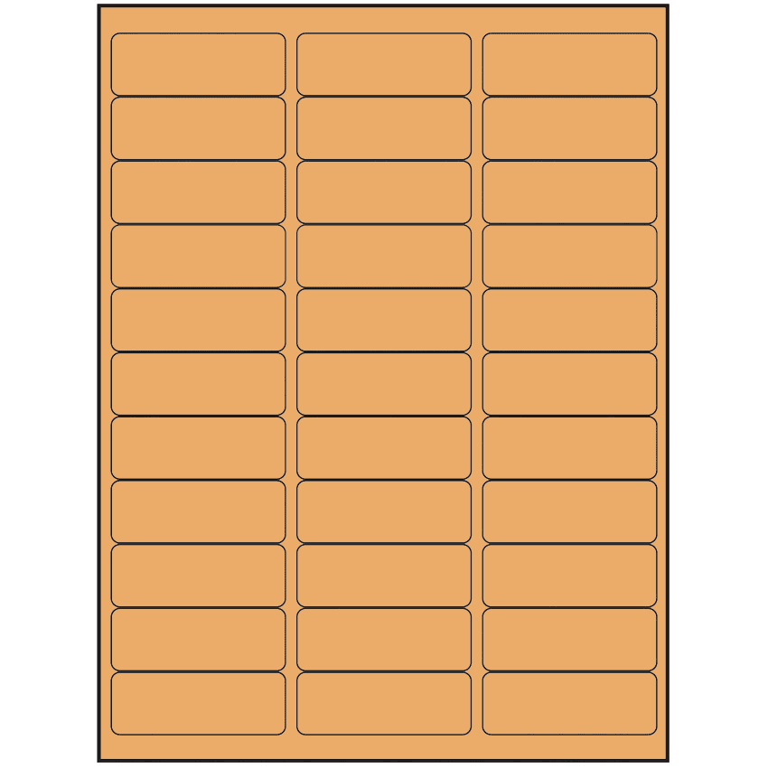 2.625" x 0.875" Pastel Orange Rectangular Sheet Labels