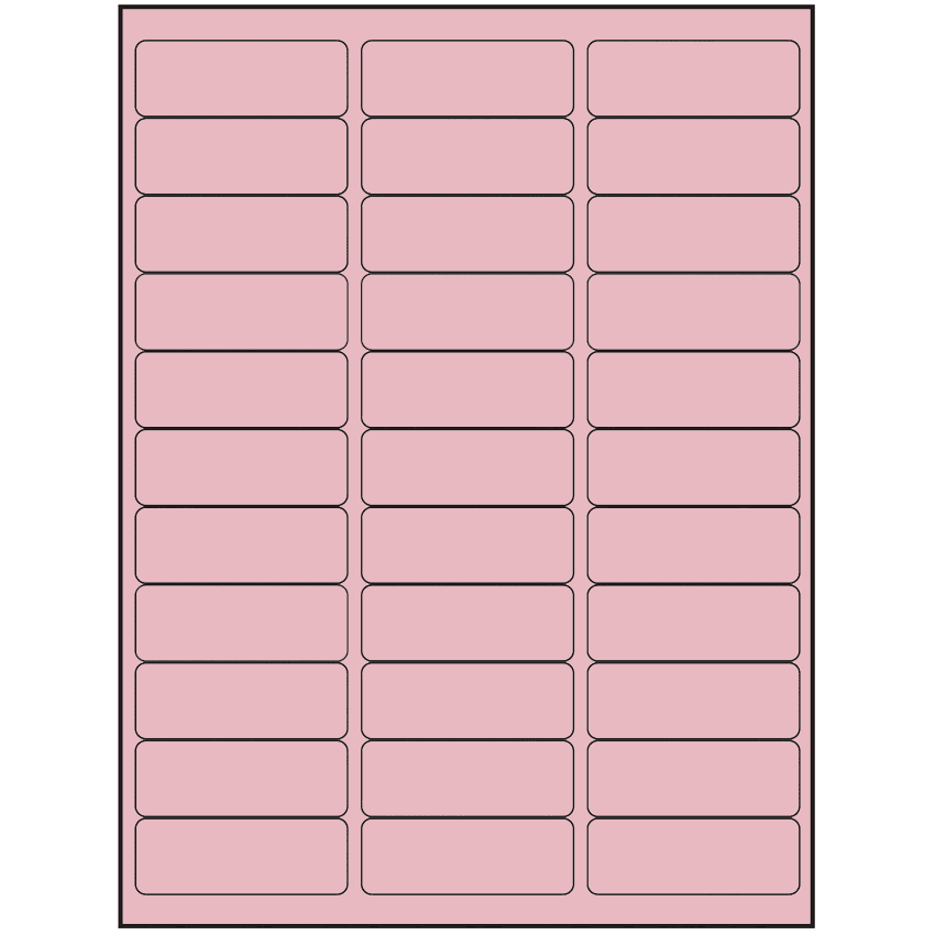 2.625" x 0.875" Pastel Pink Rectangular Sheet Labels