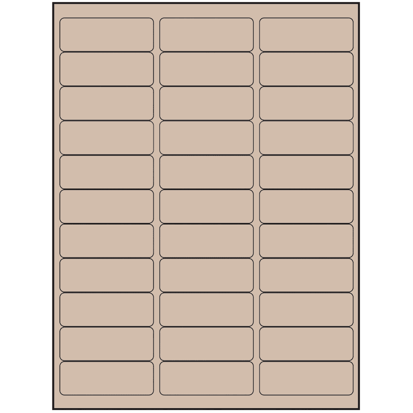 2.625" x 0.875" Pastel Tan Rectangular Sheet Labels