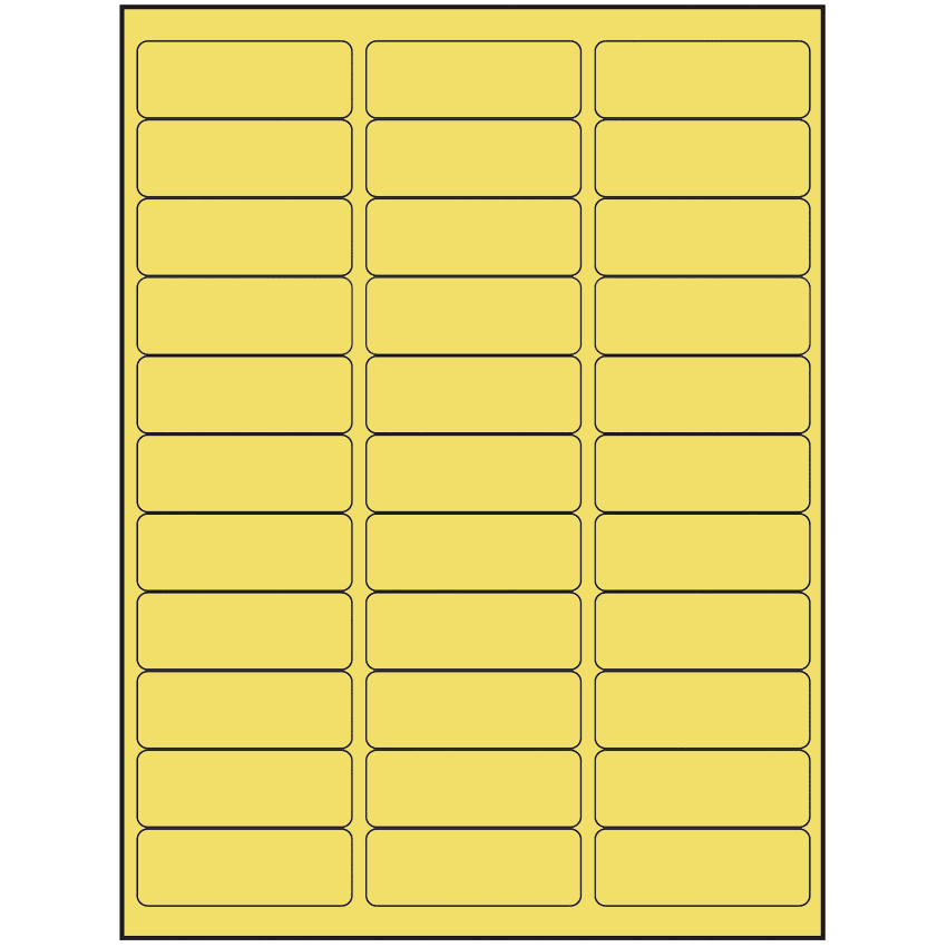 2.625" x 0.875" Pastel Yellow Rectangular Sheet Labels