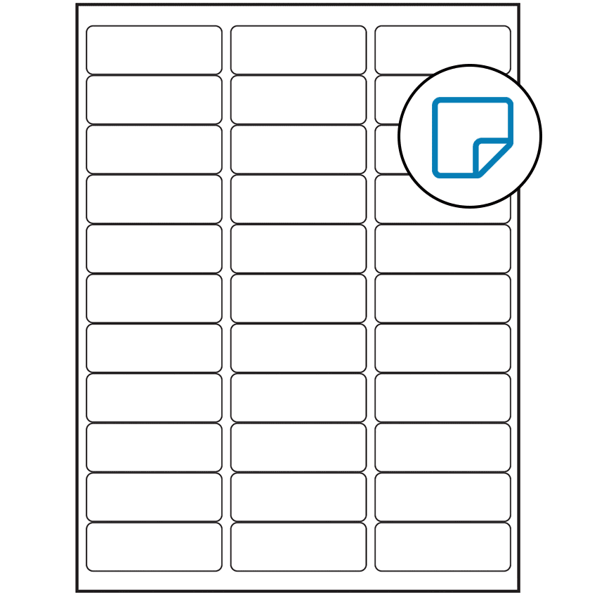 2.625" x 0.875" White Rectangular Sheet Labels - Removable Adhesive