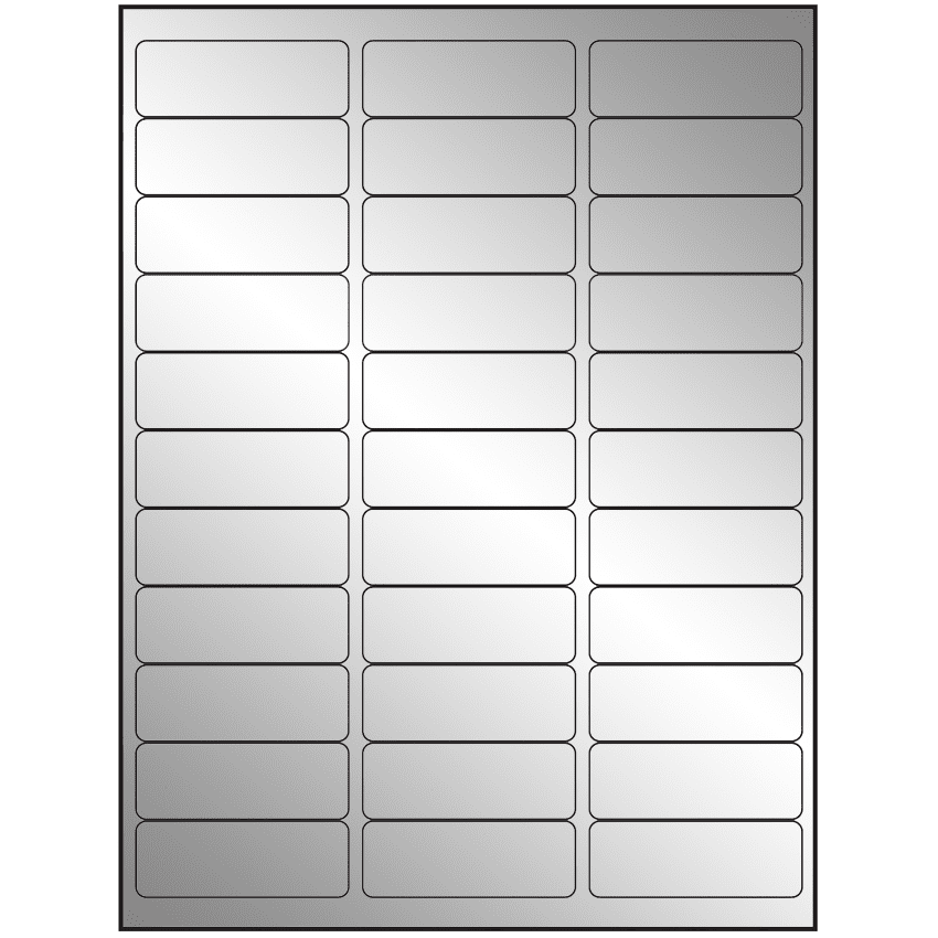 2.625" x 0.875" Silver Foil Rectangular Sheet Labels