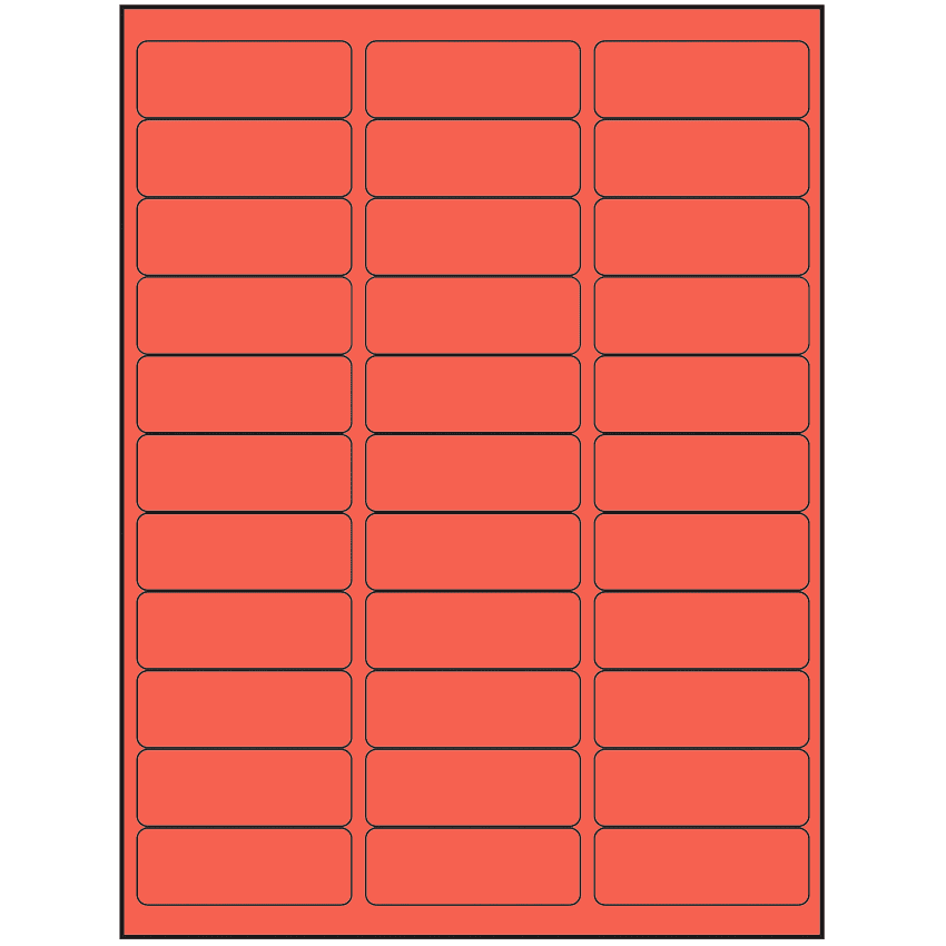 2.625" x 0.875" Red Rectangular Sheet Labels