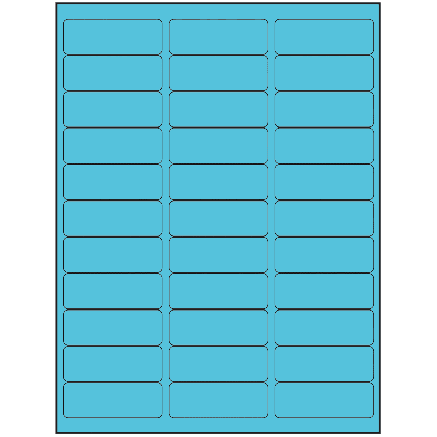 2.625" x 0.875" Turquoise Rectangular Sheet Labels