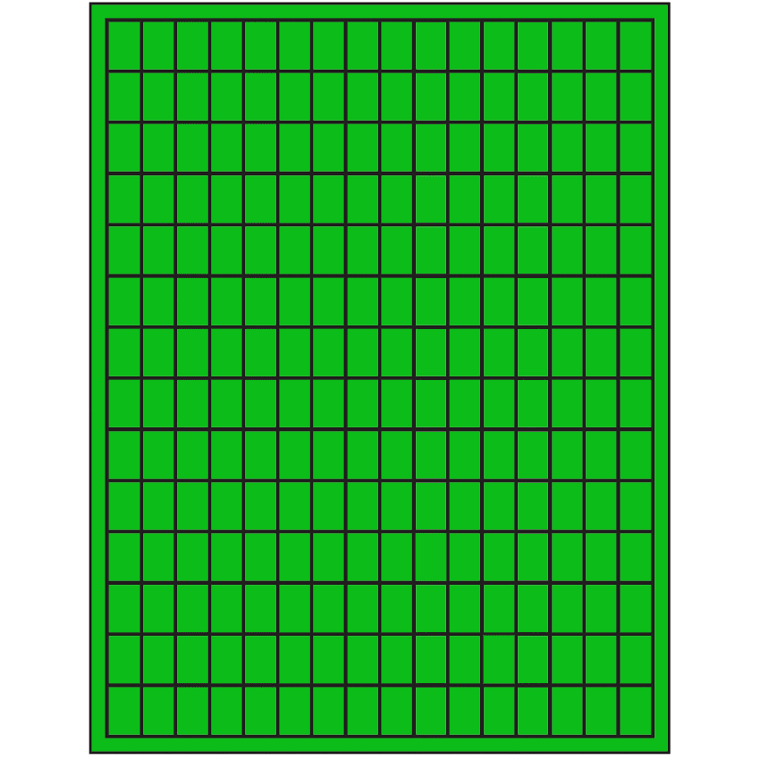 0.5" x 0.75" Fluorescent Green Rectangular Sheet Labels