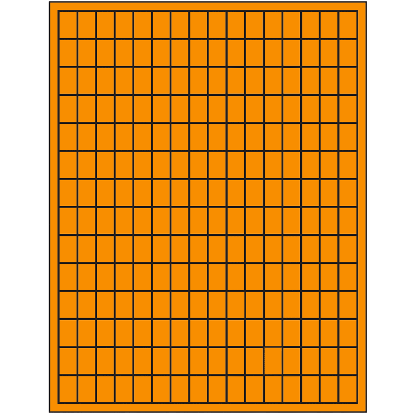 0.5" x 0.75" Fluorescent Orange Rectangular Sheet Labels