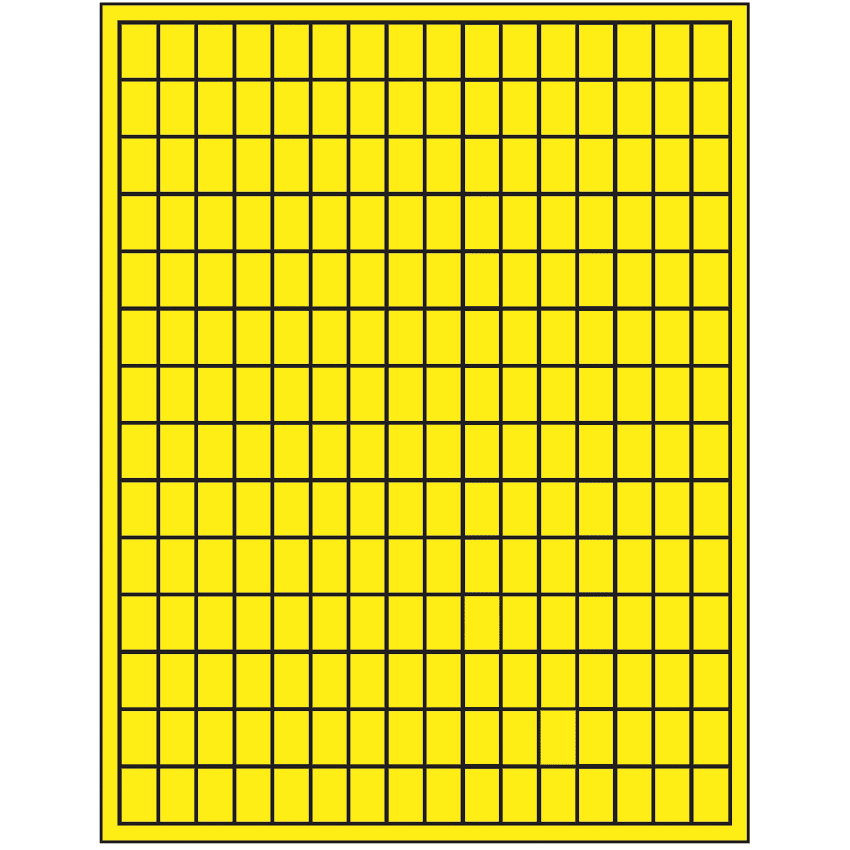 0.5" x 0.75" Fluorescent Yellow Rectangular Sheet Labels