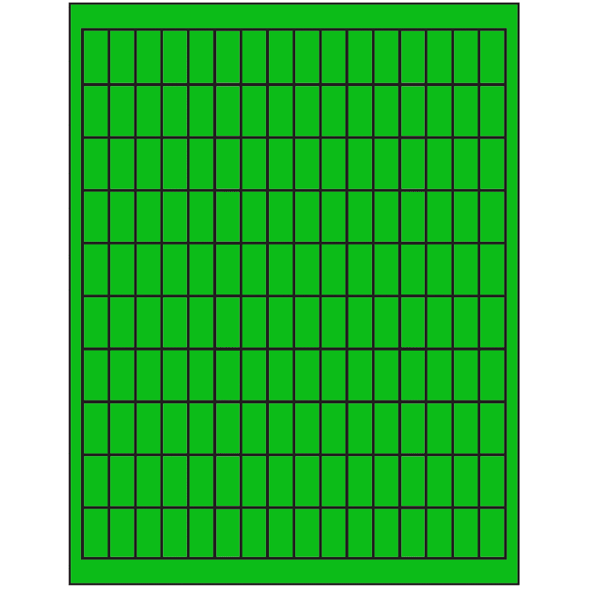 0.5" x 1" Fluorescent Green Rectangular Sheet Labels