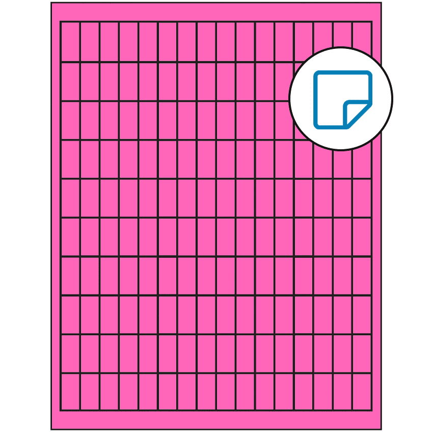 0.5" x 1" Fluorescent Pink Rectangular Sheet Labels - Removable Adhesive