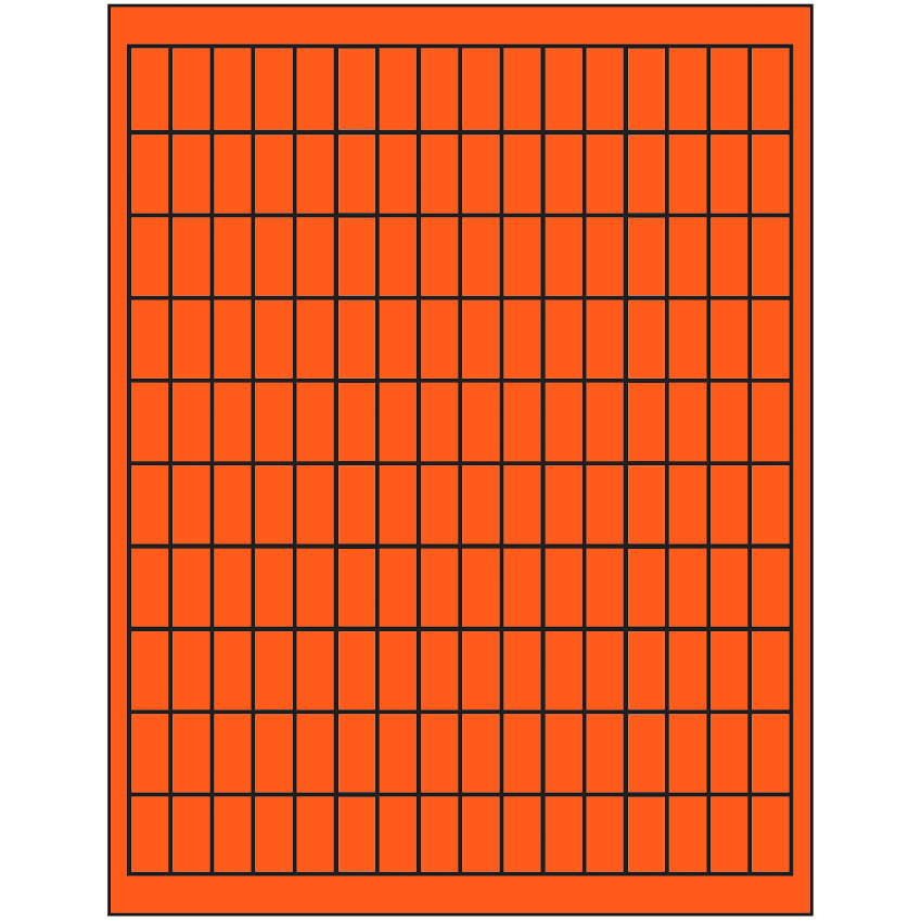 0.5" x 1" Fluorescent Red Rectangular Sheet Labels