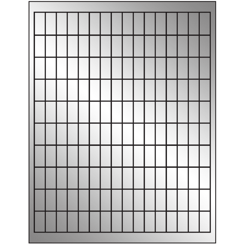 0.5" x 1" Silver Foil Rectangular Sheet Labels