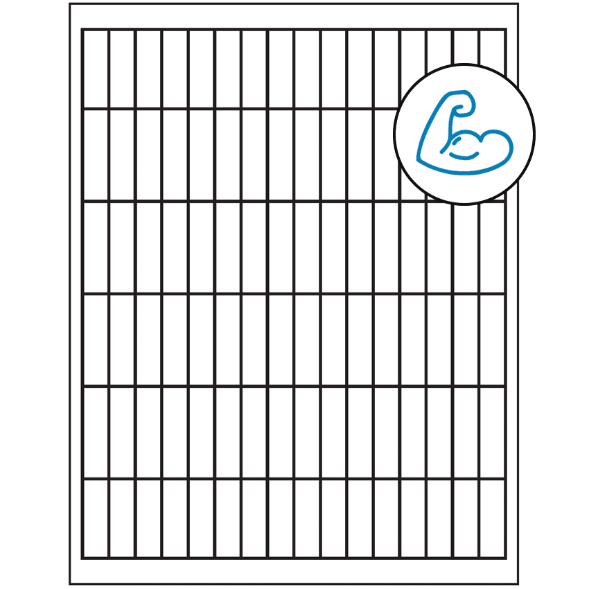 0.5" x 1.75" White Rectangular Sheet Labels - Ultra Aggressive Adhesive