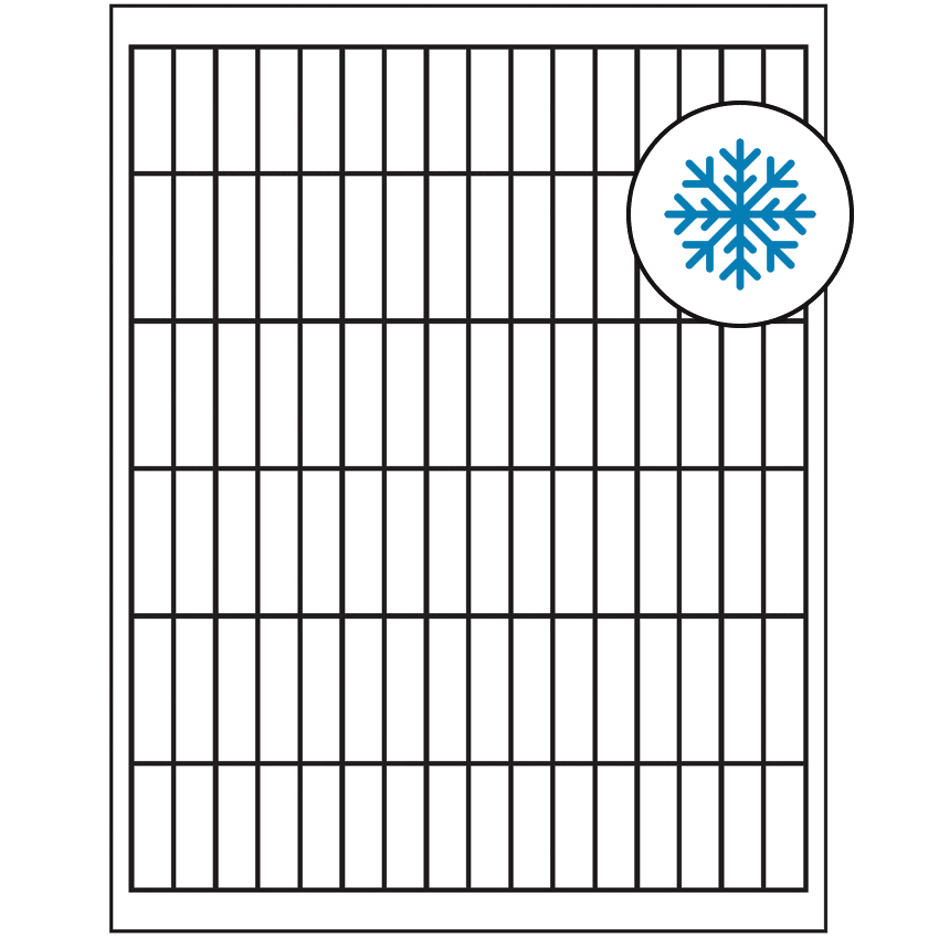 0.5" x 1.75" White Rectangular Sheet Labels - Freezer Grade Adhesive