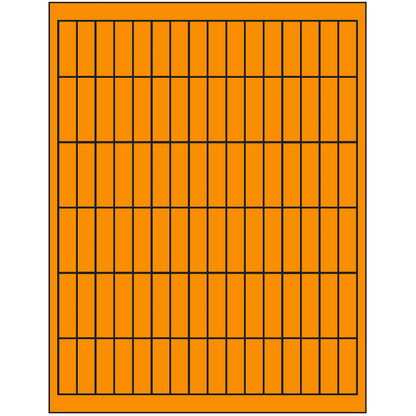 0.5" x 1.75" Fluorescent Orange Rectangular Sheet Labels