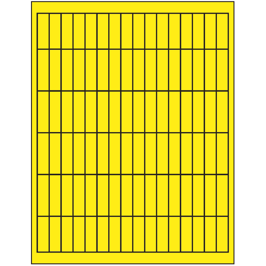 0.5" x 1.75" Fluorescent Yellow Rectangular Sheet Labels