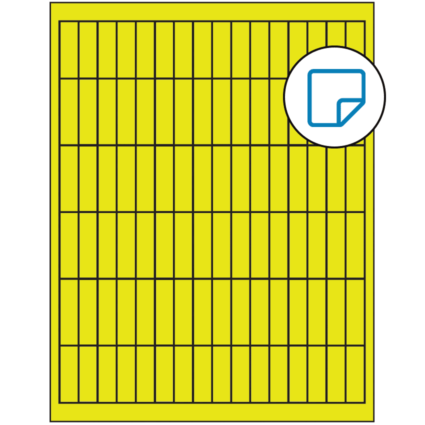 0.5" x 1.75" Fluorescent Yellow Rectangular Sheet Labels - Removable Adhesive