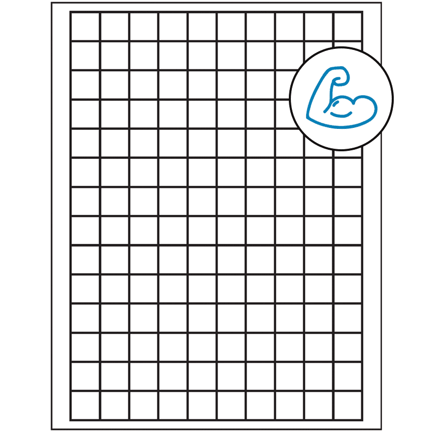 0.75" x 0.75" White Square Sheet Labels - Ultra Aggressive Adhesive
