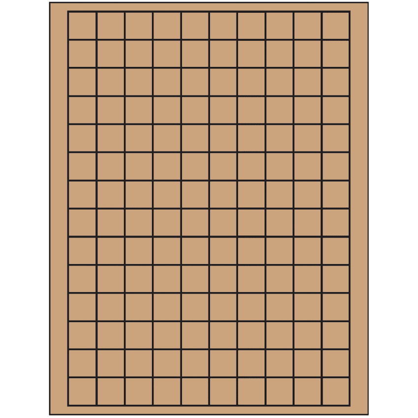 0.75" x 0.75" Brown Kraft Square Sheet Labels