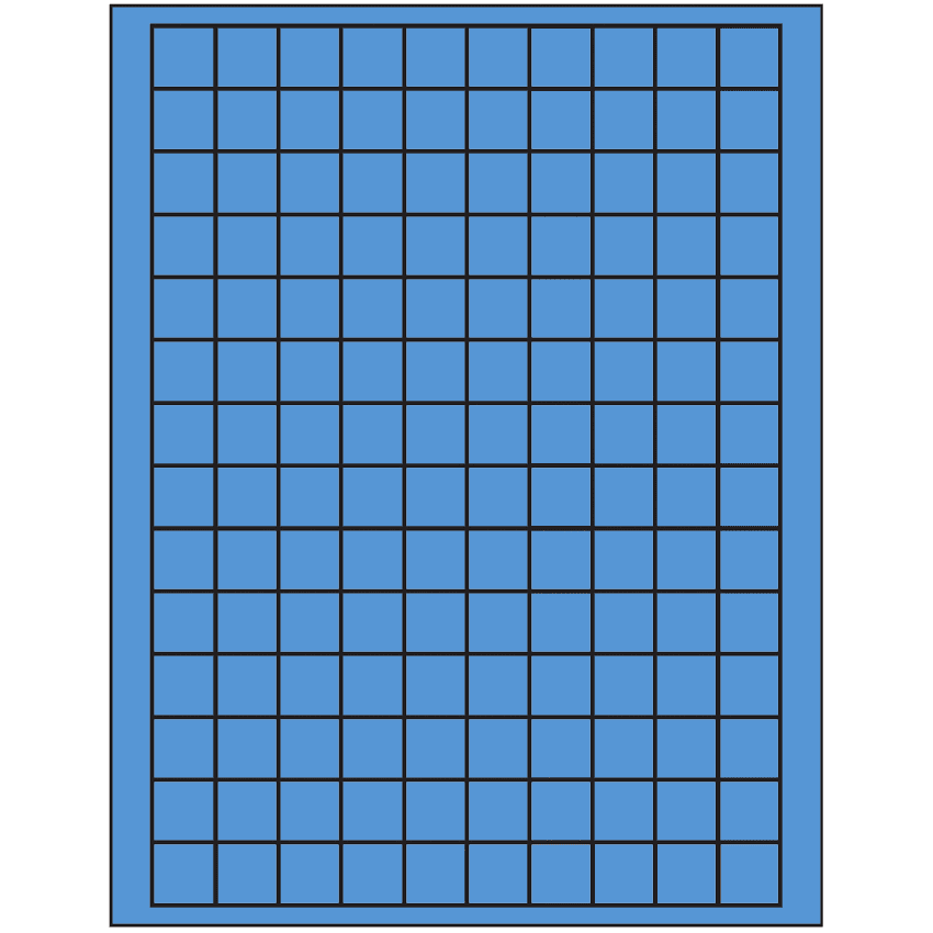 0.75" x 0.75" Fluorescent Blue Square Sheet Labels