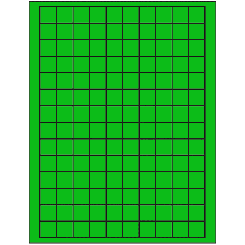 0.75" x 0.75" Fluorescent Green Square Sheet Labels