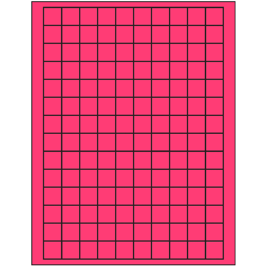 0.75" x 0.75" Fluorescent Pink Square Sheet Labels