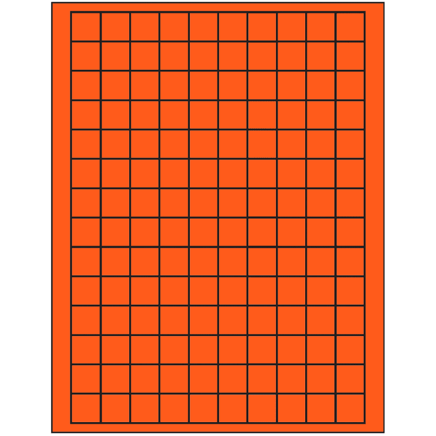 0.75" x 0.75" Fluorescent Red Square Sheet Labels