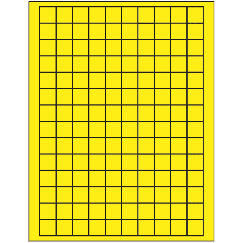 0.75" x 0.75" Fluorescent Yellow Square Sheet Labels