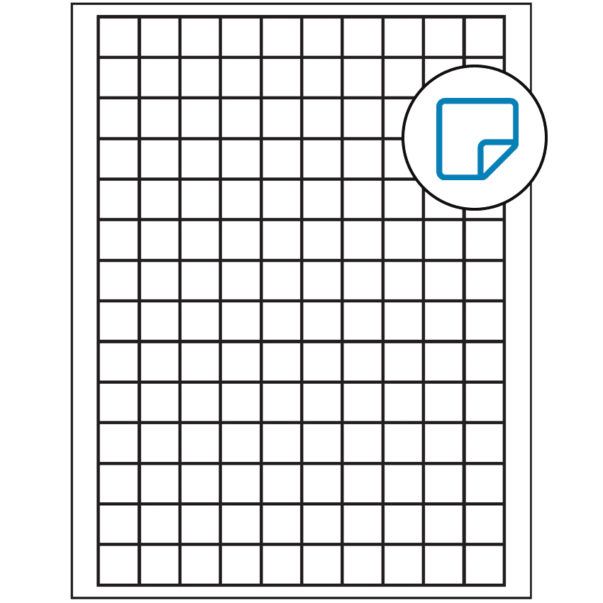 0.75" x 0.75" White Square Sheet Labels - Removable Adhesive