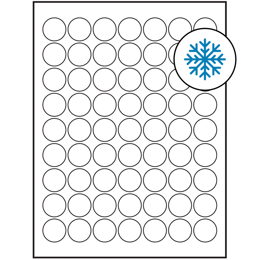 1" White Circular Sheet Labels - Freezer Grade Adhesive