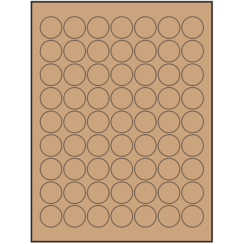 1" Brown Kraft Circular Sheet Labels