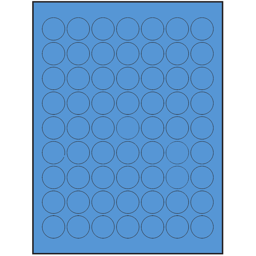 1" Fluorescent Blue Circular Sheet Labels