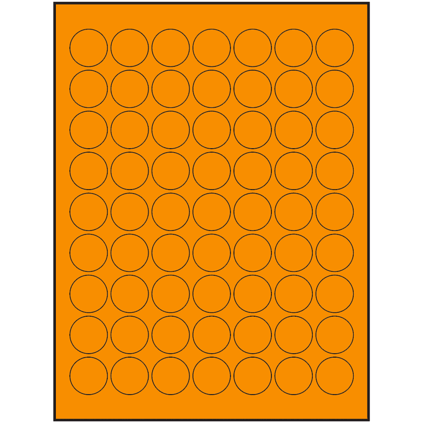 1" Fluorescent Orange Circular Sheet Labels