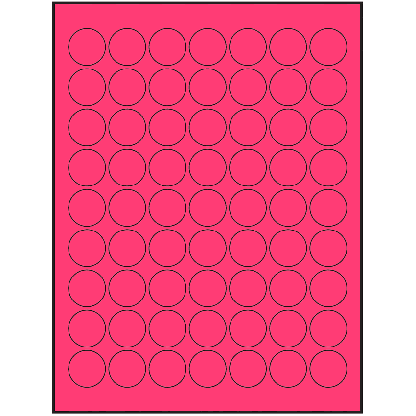 1" Fluorescent Pink Circular Sheet Labels